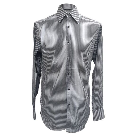 Gucci Striped Button-Down Long Sleeve Shirt in Navy Blue Cotton - Picture 1 of 6